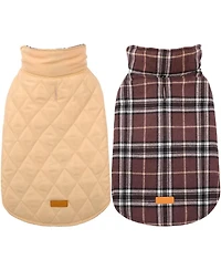 Reversible Waterproof Fleece-Lined Dog Jacket with Leash Access | Cold Weather Coat for Medium Dogs