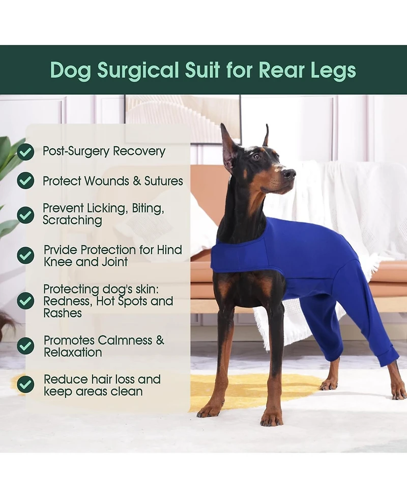 Rear Leg Recovery Onesie Surgical Suit for Dogs, Post-Surgery Wound Protection Bodysuit