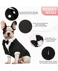 Formal Polyester-Cotton Tuxedo Suit with Bow Tie for Dogs