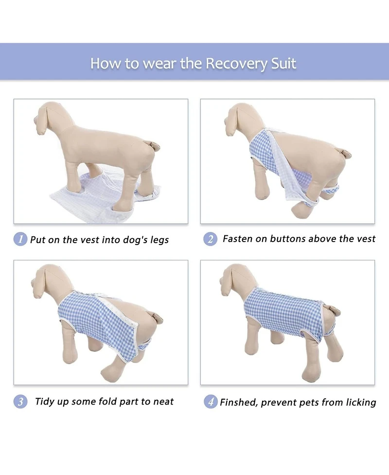 Cotton-Blend Surgical Recovery Suit for Dogs and Cats, E-Collar Alternative Onesie