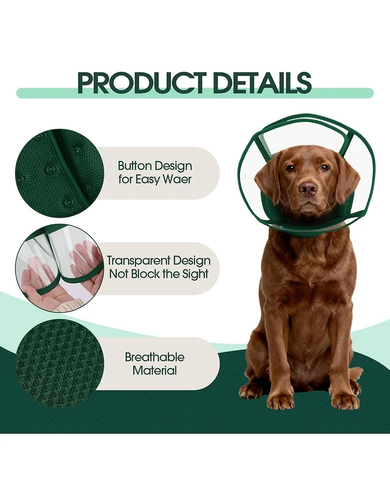 Soft Double-Layer Mesh and Transparent Pvc Recovery Cone Collar for Dogs