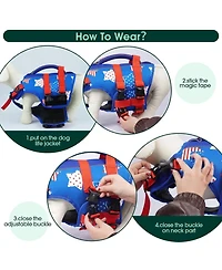 Patriotic High-Flotation Ripstop Swim Vest with Rescue Handle for Dogs