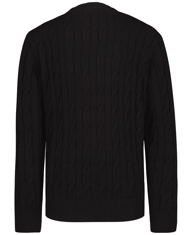 Tommy Hilfiger Boys' 8-20 Cable-Knit Long-Sleeve Cable Crew Sweater