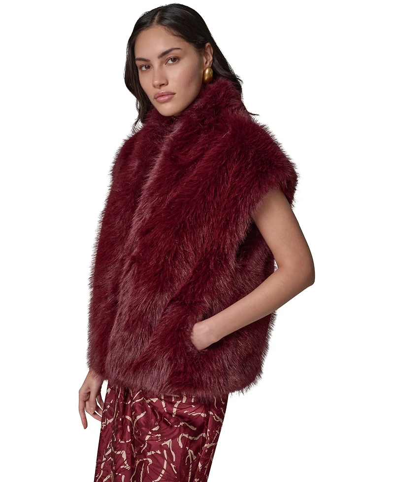 Donna Karan New York Women's Faux-Fur Sleeveless Vest