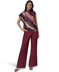 Donna Karan New York Women's High-Neck Asymmetrical Sleeveless Blouse