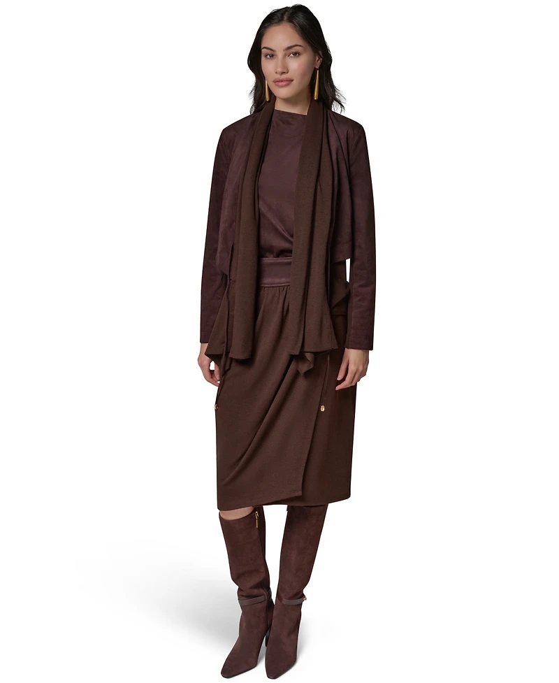 Donna Karan New York Women's Mxd Media Mixed-media Shawl Collar Jacket