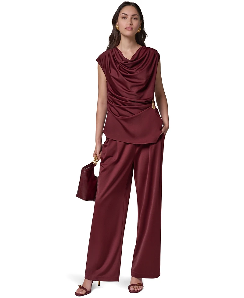Donna Karan New York Women's Cowl Neck Draped Sleeveless Blouse