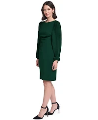 Jessica Howard Petite Pleated Sleeve Side Tuck Dress