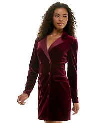 City Studios Juniors' Notch-Lapel Tuxedo-Style Velvet Dress