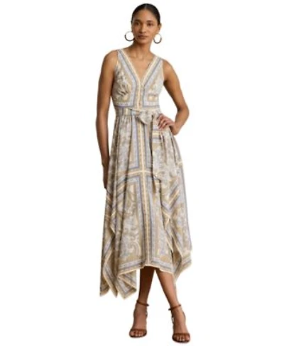 Lauren Ralph Lauren Womens Sleeveless Handkerchief Hem Midi Dress