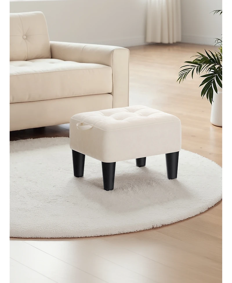 SongmicsHome Storage Ottoman, Velvet Footstool with Hidden Storage and Handle