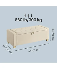 SongmicsHome Storage Chest Bench with Legs, Ottoman, End of Bed Safety Hinges, Linen-Look Fabric