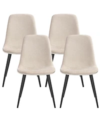 SongmicsHome Set of 4 Metal Dining Chairs, Upholstered Pu Leather Kitchen Chairs
