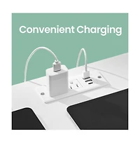 SongmicsHome Bedroom Bedside Table with Led Lights and Charging Station, Nightstand with 2 Drawer and 1 Shelf