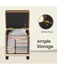 SongmicsHome Ottoman Cube with Hinged Lid, Storage Ottoman, Foot Stool Footrest, Synthetic Leather