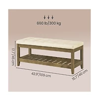 SongmicsHome Upholstered End of Bed Bench, Storage Ottoman with Solid Wood Frame, Window Seat, for Living Room, Bedroom