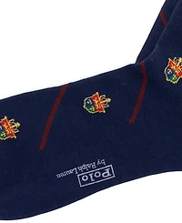 Polo Ralph Lauren Men's Heraldic Club Slack Single Dress Striped Ribbed-Cuff Crew Socks