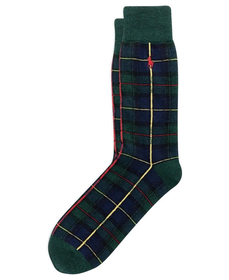 Polo Ralph Lauren Men's Registered Tartan Wool-Blend Boot Socks