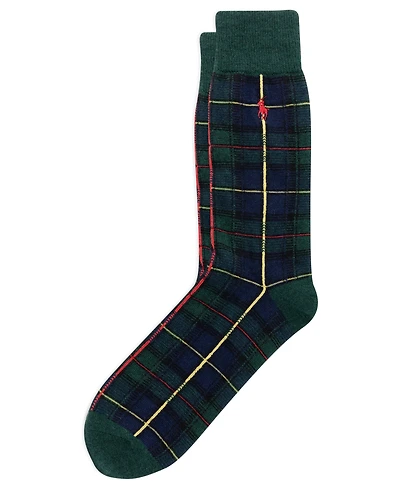 Polo Ralph Lauren Men's Registered Tartan Wool-Blend Boot Socks