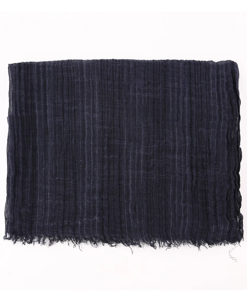 Ted Baker Cotton-Linen Blend Fringed Textured Rib Wrap Scarf
