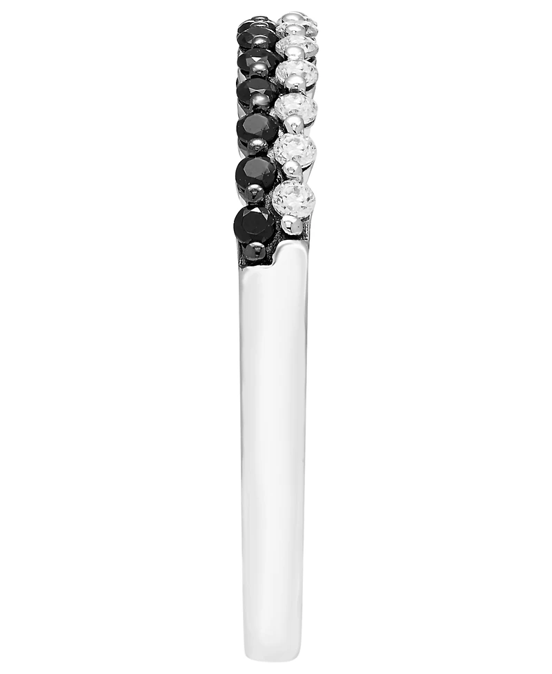 Macy's White & Black Diamond Band Ring (1/4 ct. t.w.) in 14k White Gold