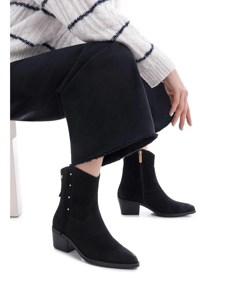 Xti Women's Suede Fringe Ankle Booties Carmela Collection