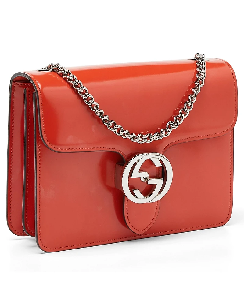 Pre-Owned Gucci Small Interlocking G Patent Leather Crossbody Bag