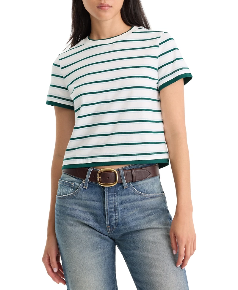 Good American Women's Crewneck Short-Sleeve Cotton Top