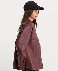 Good American Women's Better Than Leather Long-Sleeve Collared Button Down Shirt