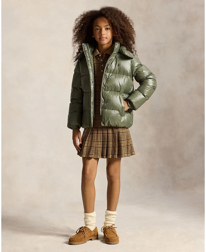 Polo Ralph Lauren Girls' 7-16 Glossy Down Hooded Jacket