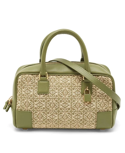 Pre-Owned Loewe Women's Amazona 23 Jacquard Canvas and Leather Satchel