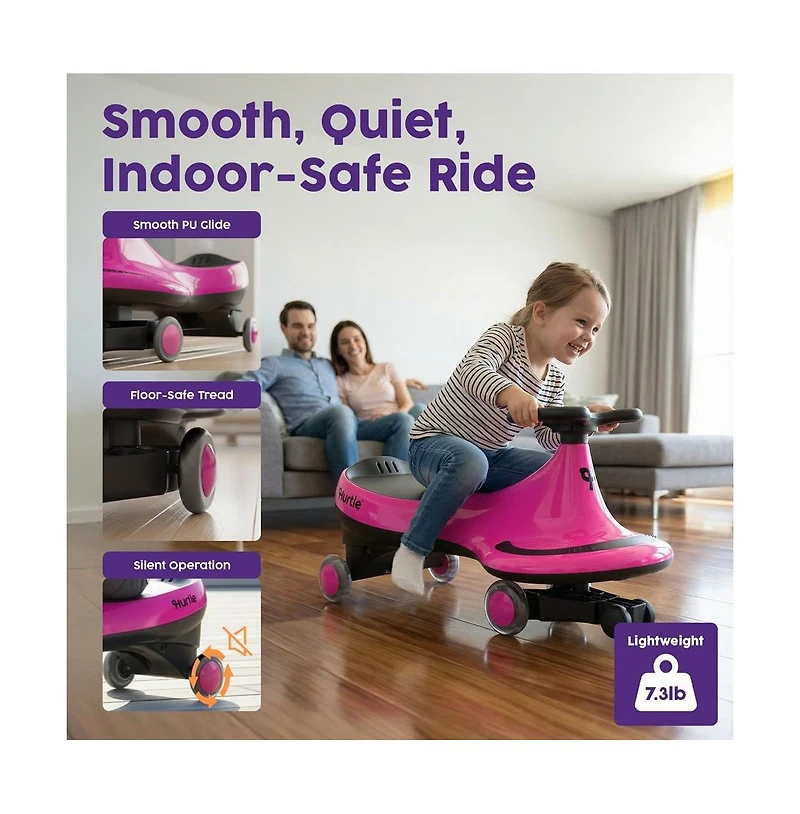 Hurtle Swing Car 360-Degree Steering Ride-On Toy, Ages 2+