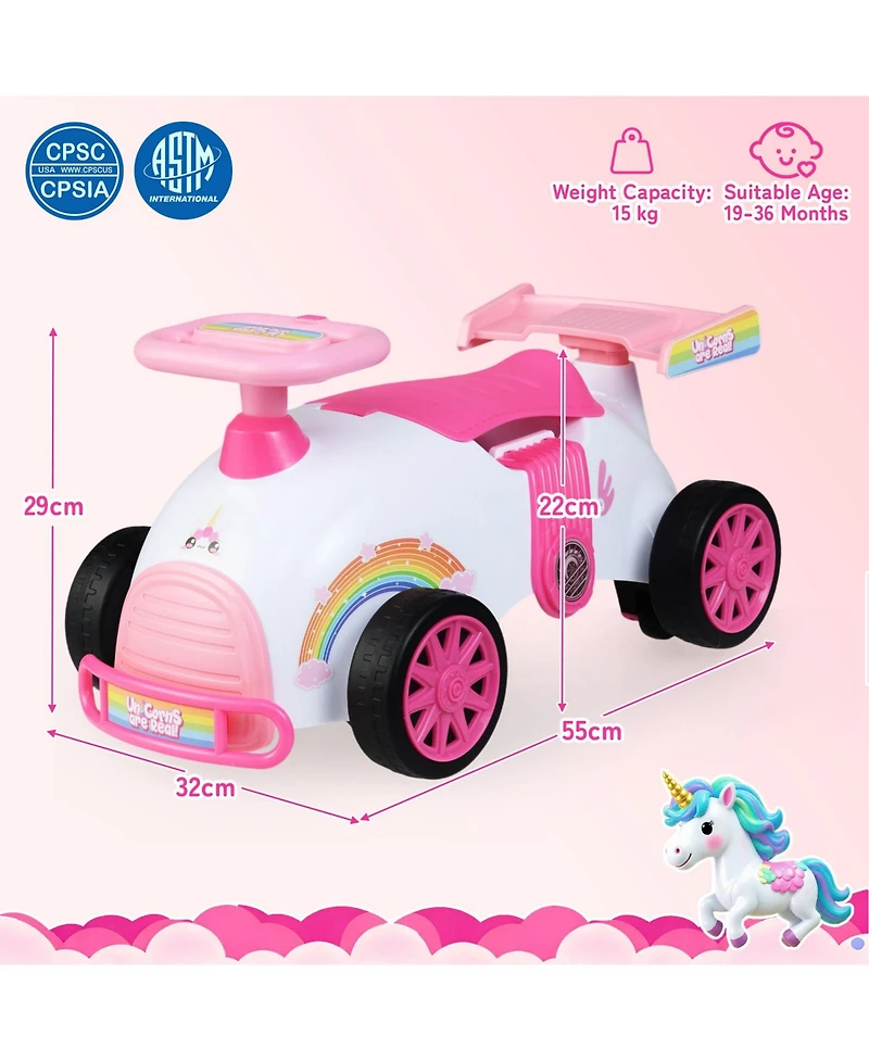 Mecale Kids 21.5" Ride-On Sliding Car with Music and Under-Seat Storage, 33 lb. Capacity, Ages 19-36 Months