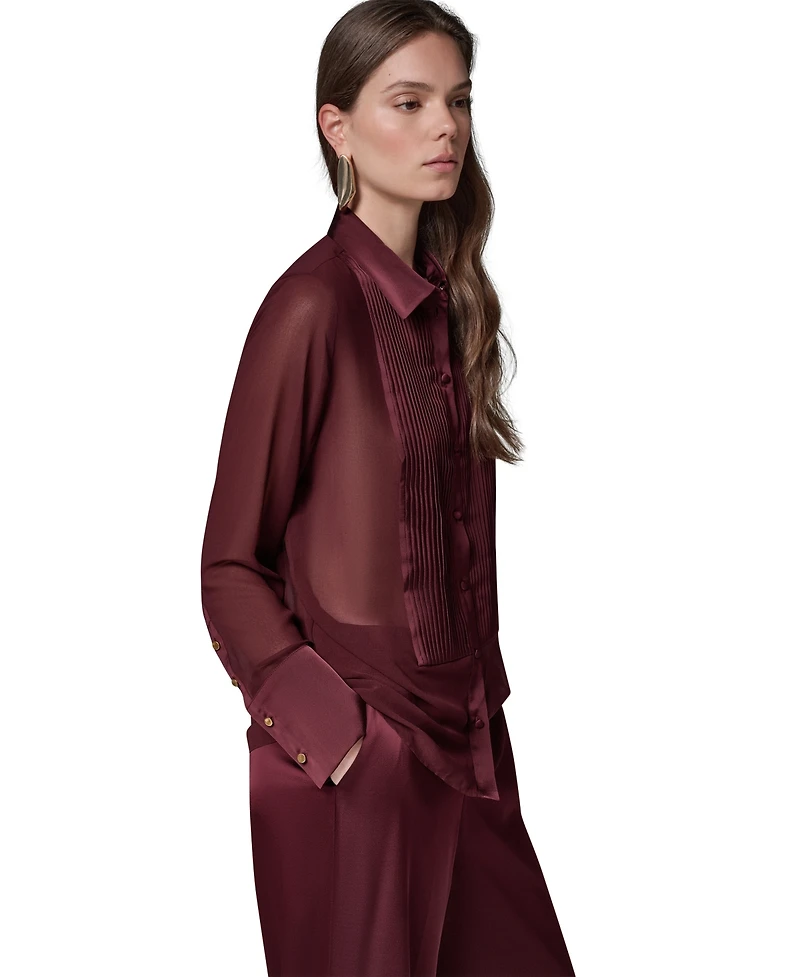 Donna Karan New York Women's Long-Sleeve Sheer Blouse