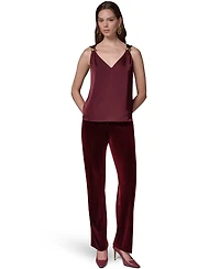 Donna Karan New York Women's Sleeveless V-Neck Satin Blouse