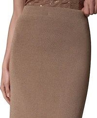 Donna Karan New York Women's DK647 Straight Knit Midi High-Waisted Skirt
