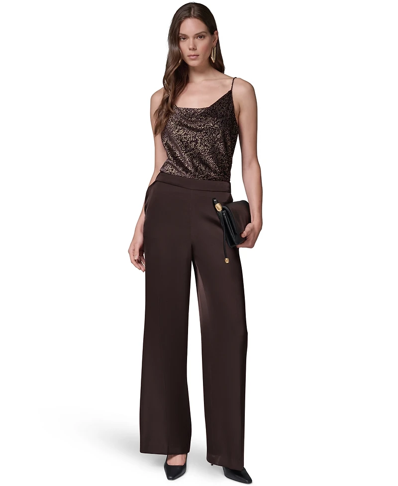 Donna Karan New York Women's Wide-Leg Satin Side-Zip Pants