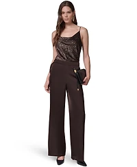 Donna Karan New York Women's Wide-Leg Satin Side-Zip Pants
