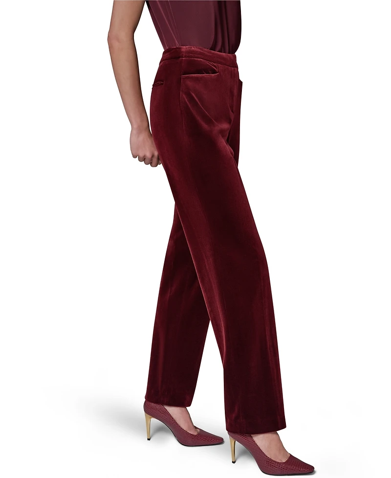 Donna Karan New York Women's Classic No Front Velvet Straight Mid-Rise Pants