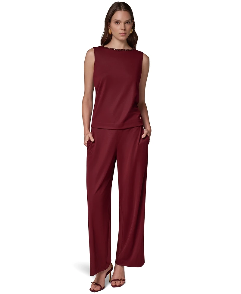 Donna Karan New York Women's DK609 Beaded Boat-Neck Sleeveless Camisole
