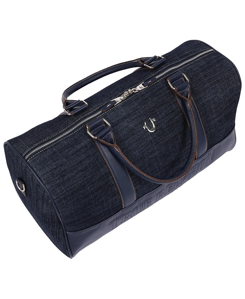 True Religion Horseshoe Quilting Denim Weekender Duffel Bag