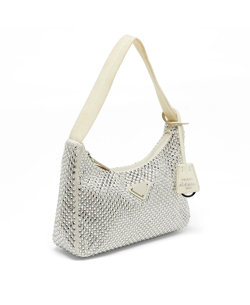 Pre-Owned Prada Women's Crystal-Embellished Satin Shoulder Bag