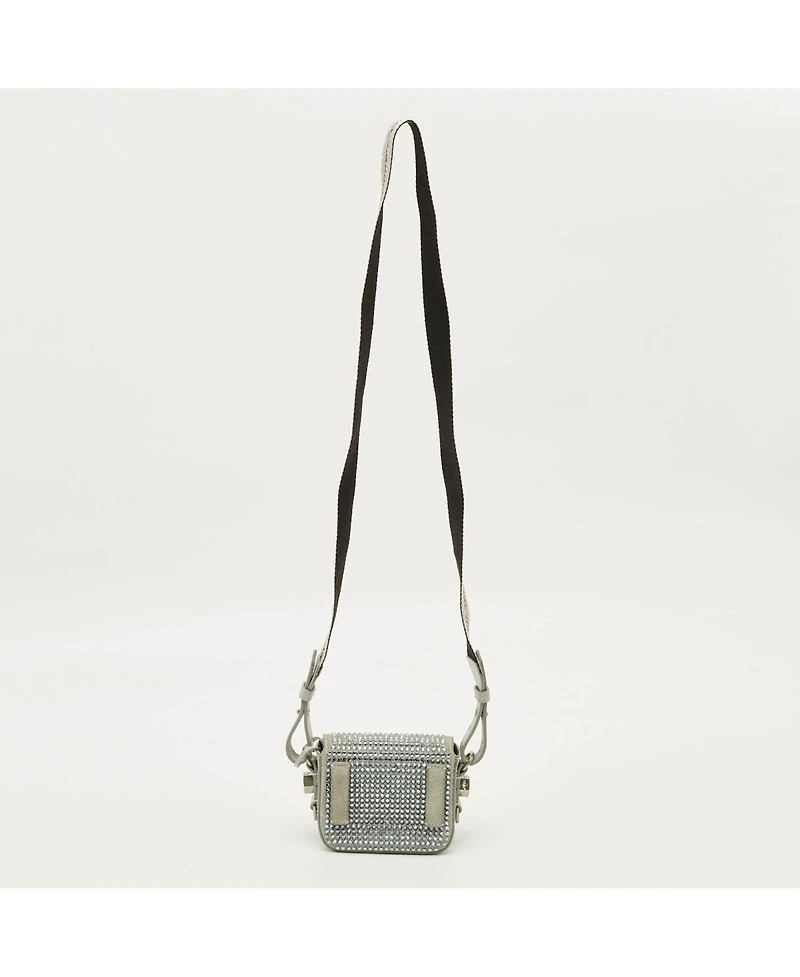 Pre-Owned Off-White Women's Baby Flap Crystal-Embellished Suede Shoulder Bag