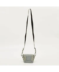 Pre-Owned Off-White Women's Baby Flap Crystal-Embellished Suede Shoulder Bag