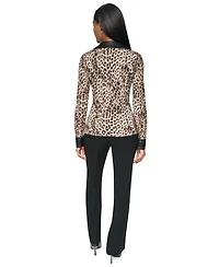 Dkny Women's Leopard-Print Faux-Leather Blouse