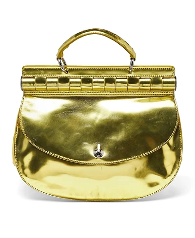 Pre-Owned Versace Metallic Patent Leather Top Handle Satchel