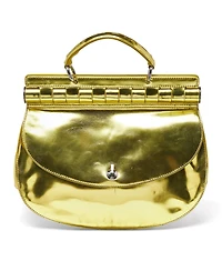 Pre-Owned Versace Metallic Patent Leather Top Handle Satchel