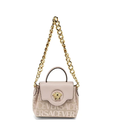 Pre-Owned Versace Small La Medusa Jacquard and Leather Top Handle Bag
