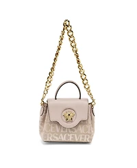 Pre-Owned Versace Small La Medusa Jacquard and Leather Top Handle Bag