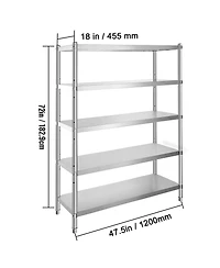 Sugift 5-Tier Stainless Steel Shelving Unit 47.5 x 18 x 72 Inch with 330 Pound Capacity Per Shelf
